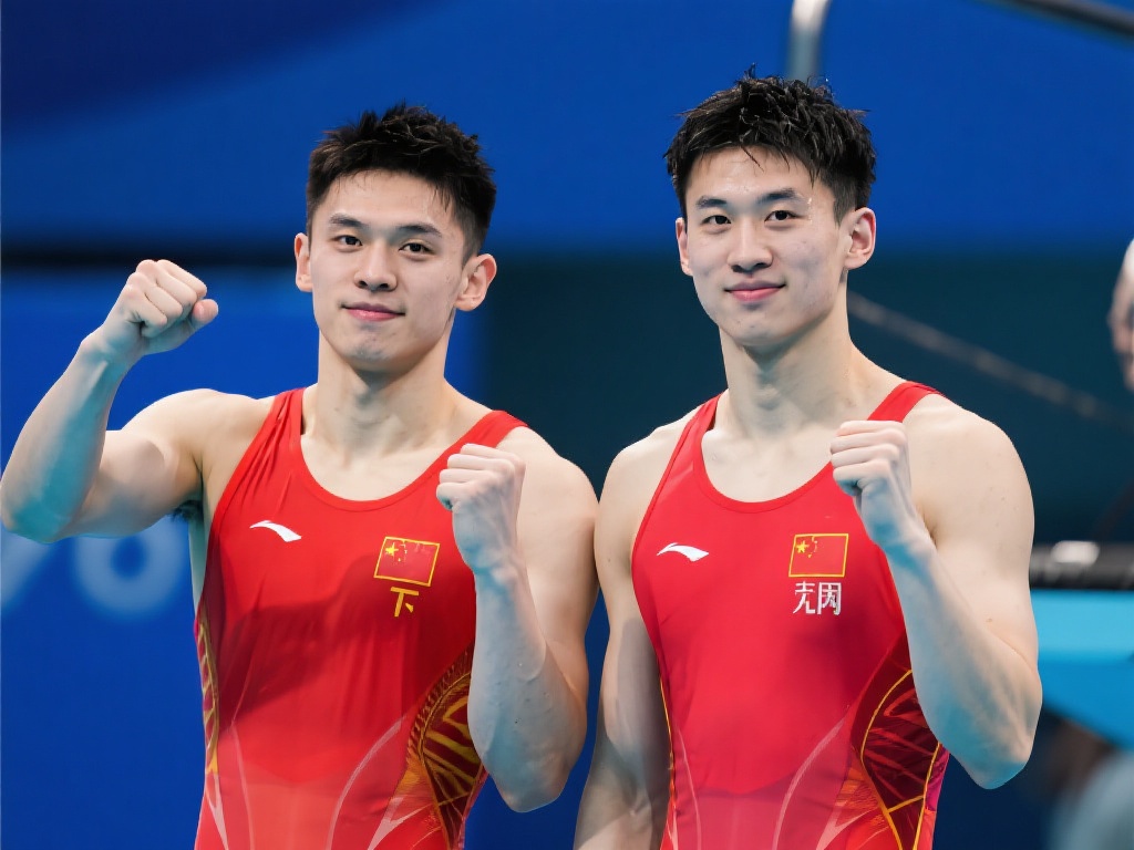 郑九源与胡宇康联手摘下男子双人3米板金牌